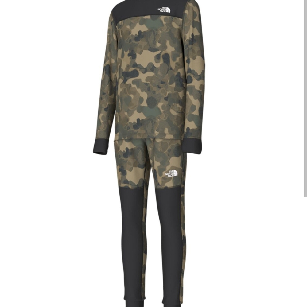 The North Face Olive & Black Camo Top and Leggings Set